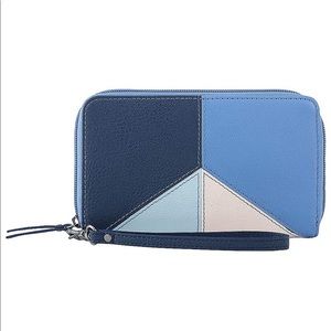 The Sac Blue Retro Style Leather Patchwork Wallet